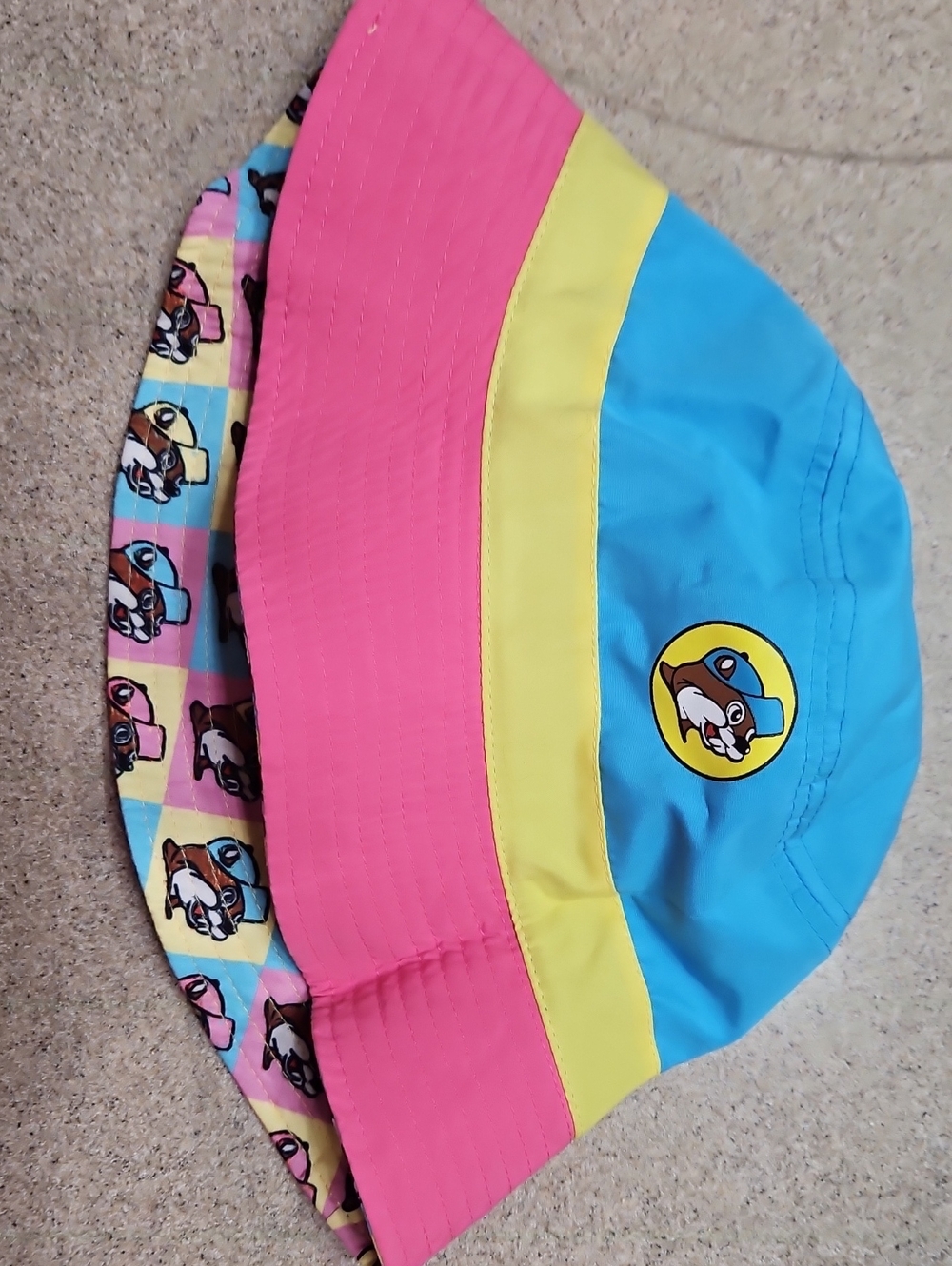 Reversible Bucees Bucket Hat - Pink, Blue & Yellow